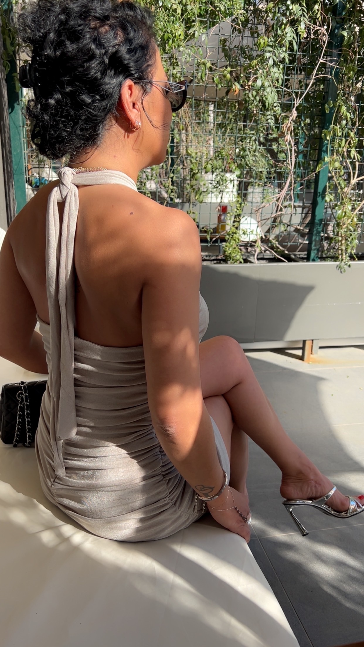 Büzgülü Gri Elbise