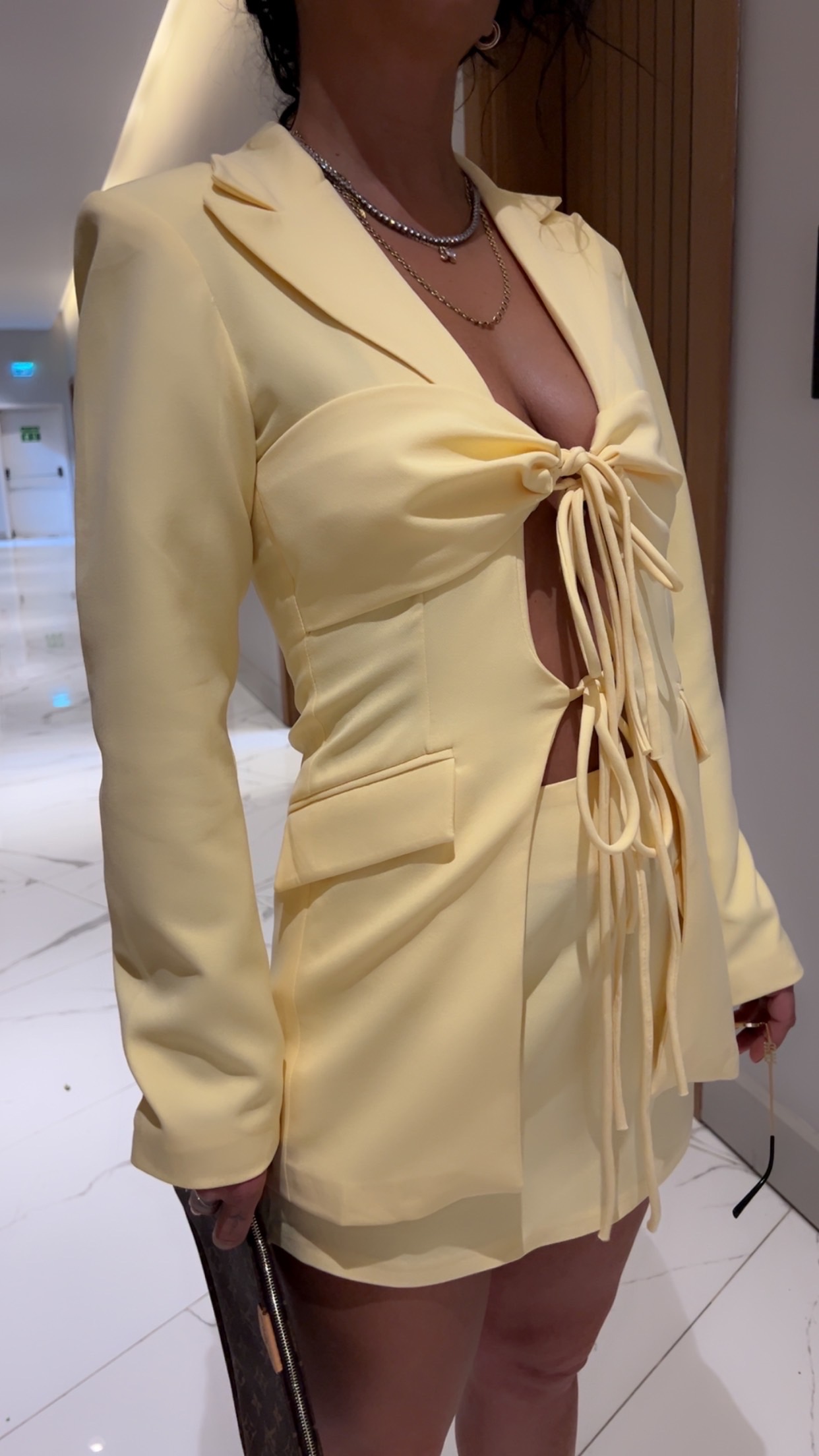 Vatkalı Slim Fit Ceket & Etek Takım