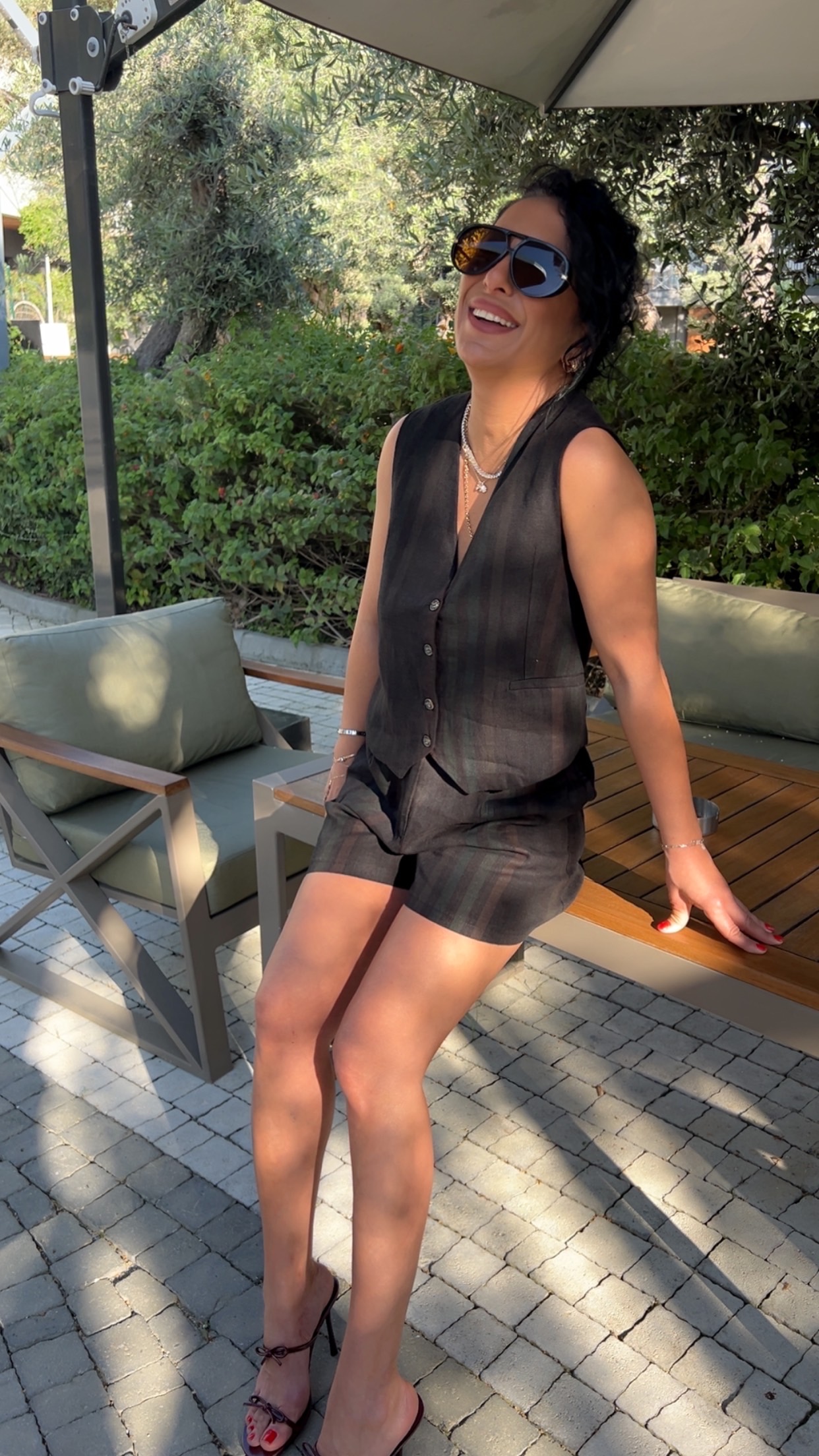 Premium Keten Çizgili Takım