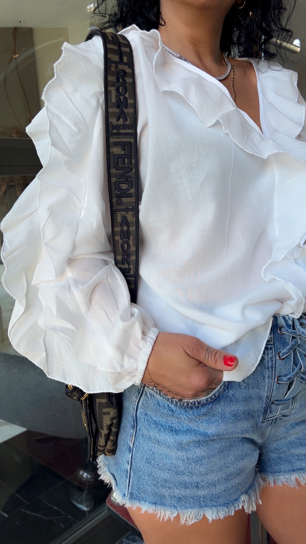 Bağlamalı Jean Şort