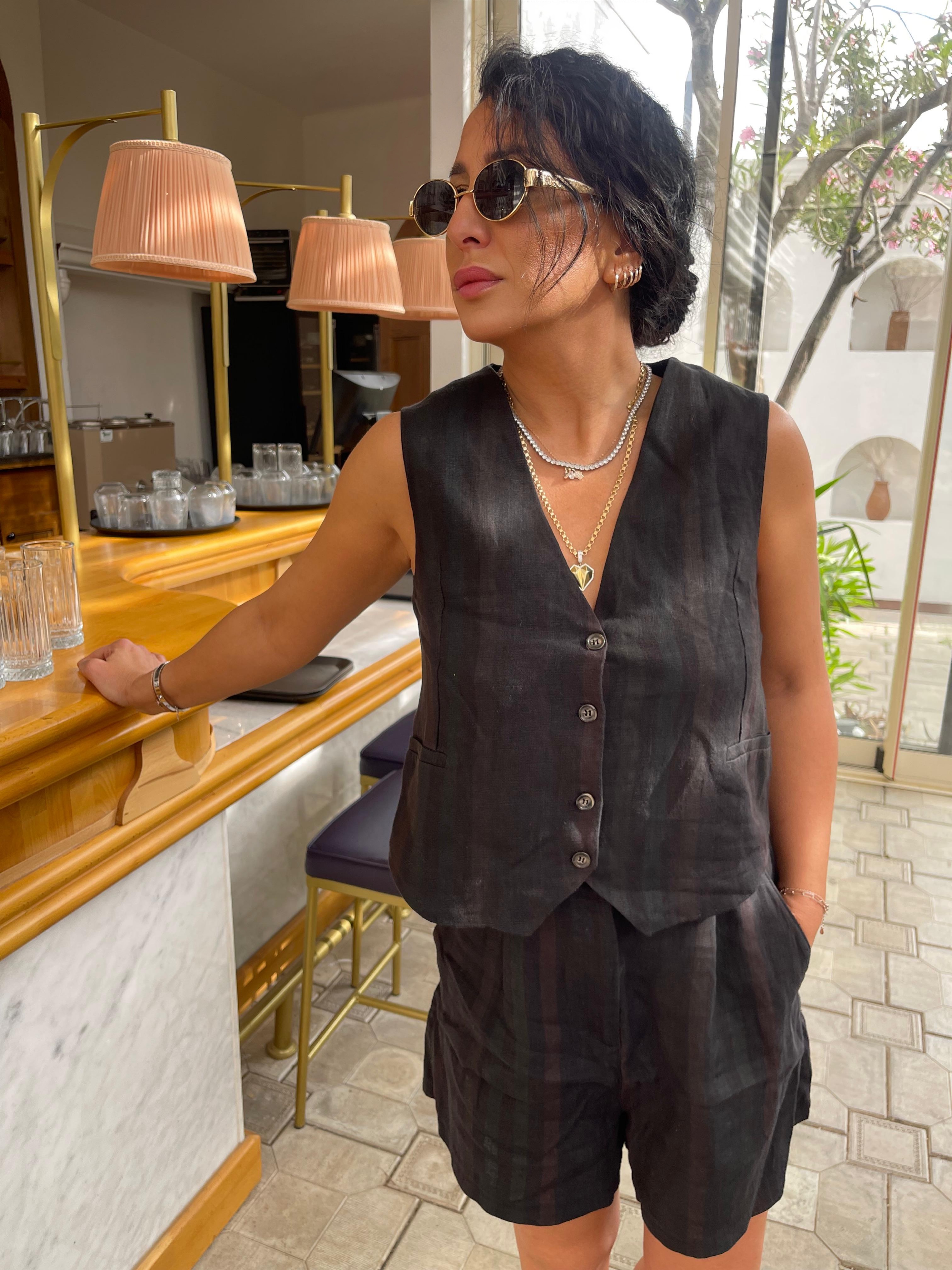 Premium Keten Çizgili Takım