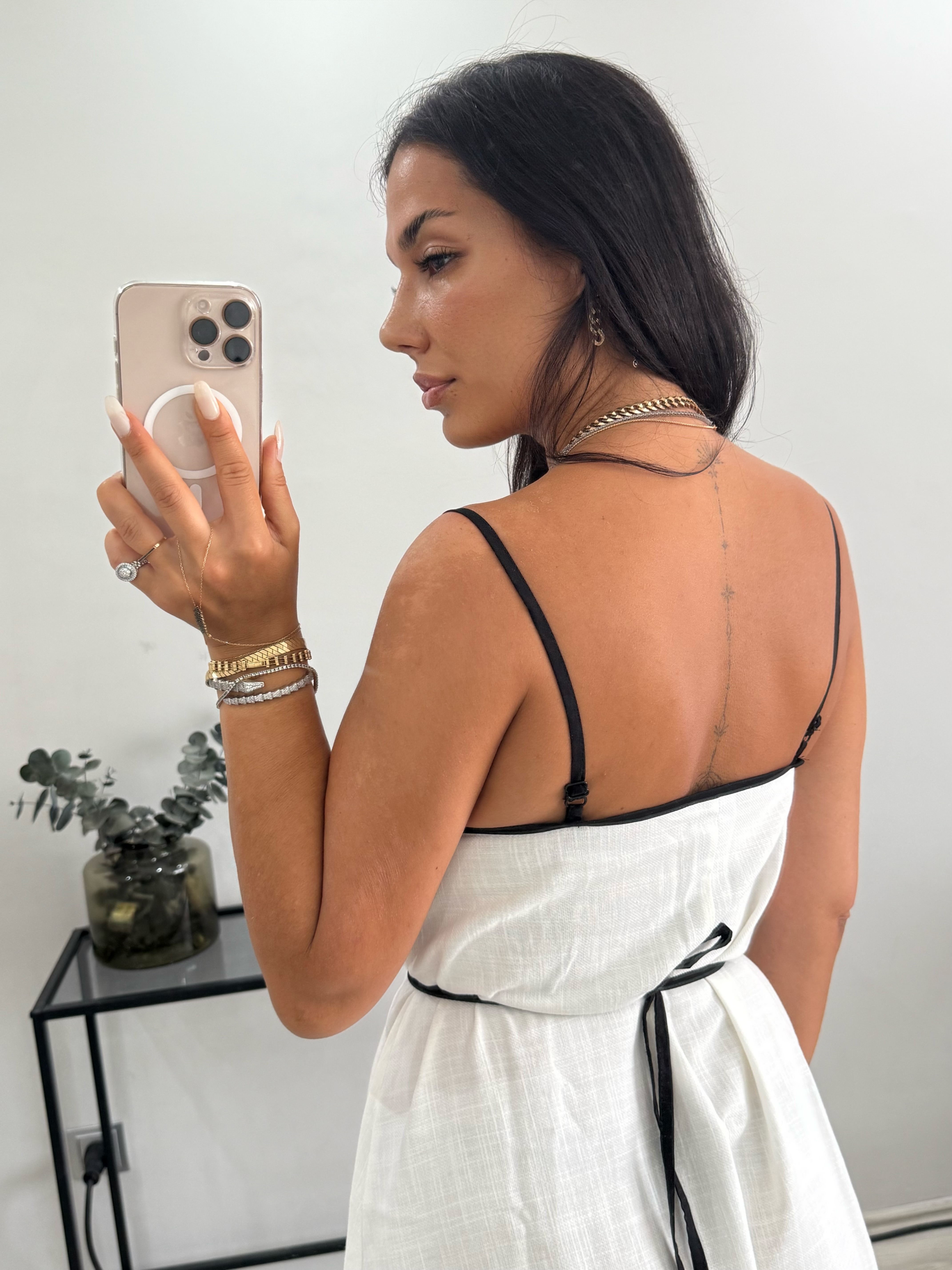 PREMİUM BİYELİ MAXİ BOY KETEN ELBİSE 