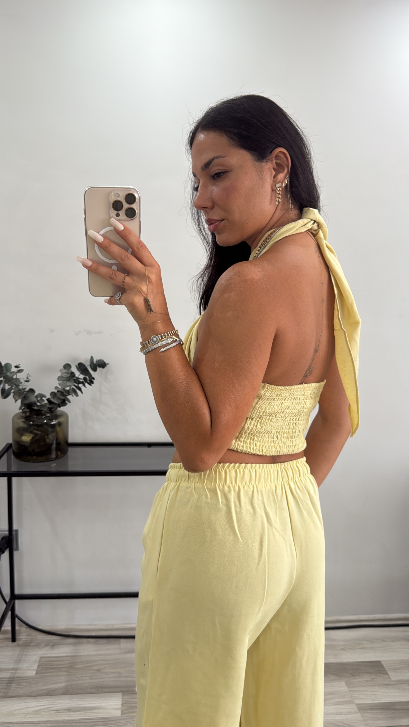 KRUVAZE BOYUNDAN BAĞLAMALI KETEN TAKIM