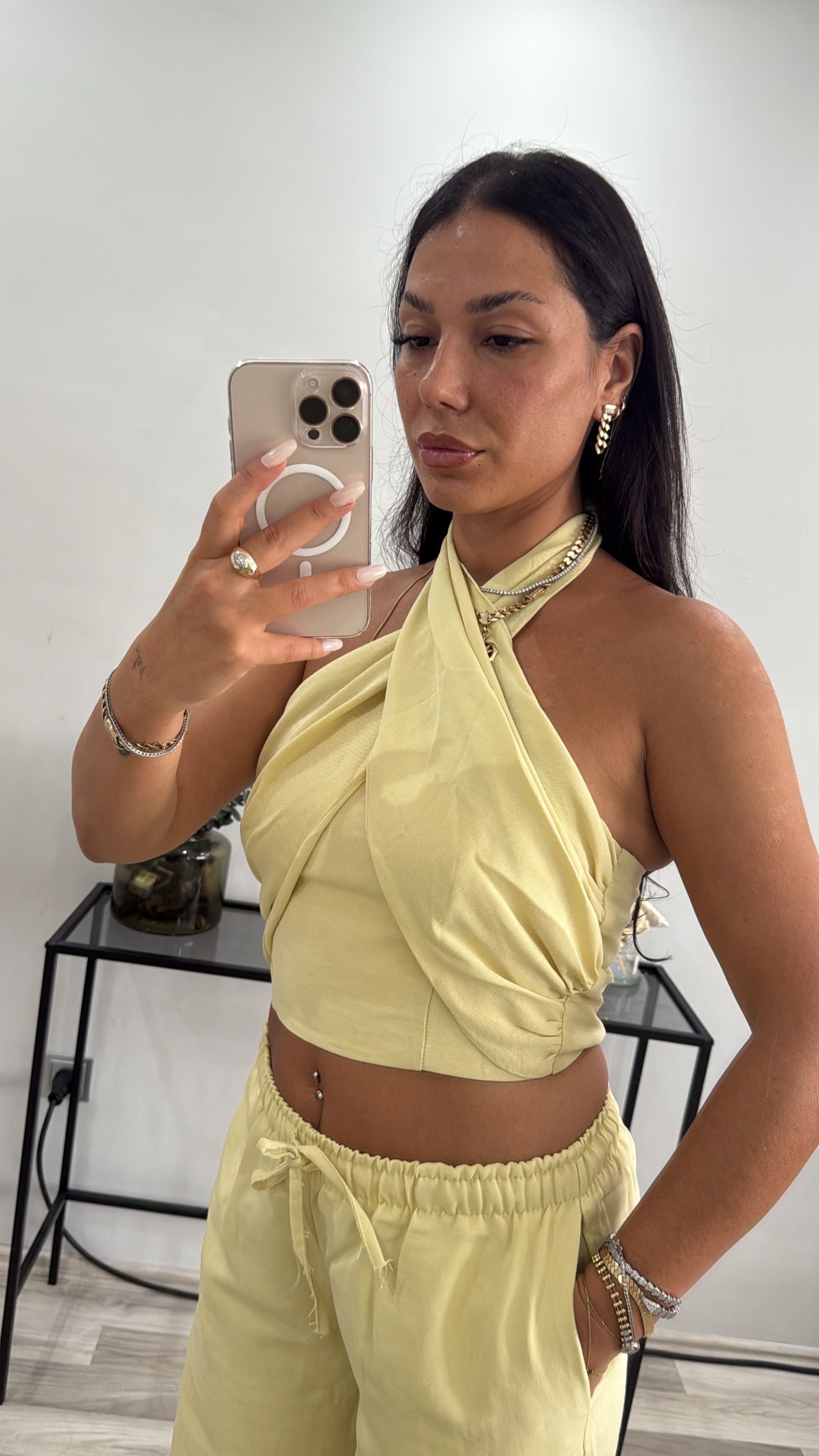 KRUVAZE BOYUNDAN BAĞLAMALI KETEN TAKIM