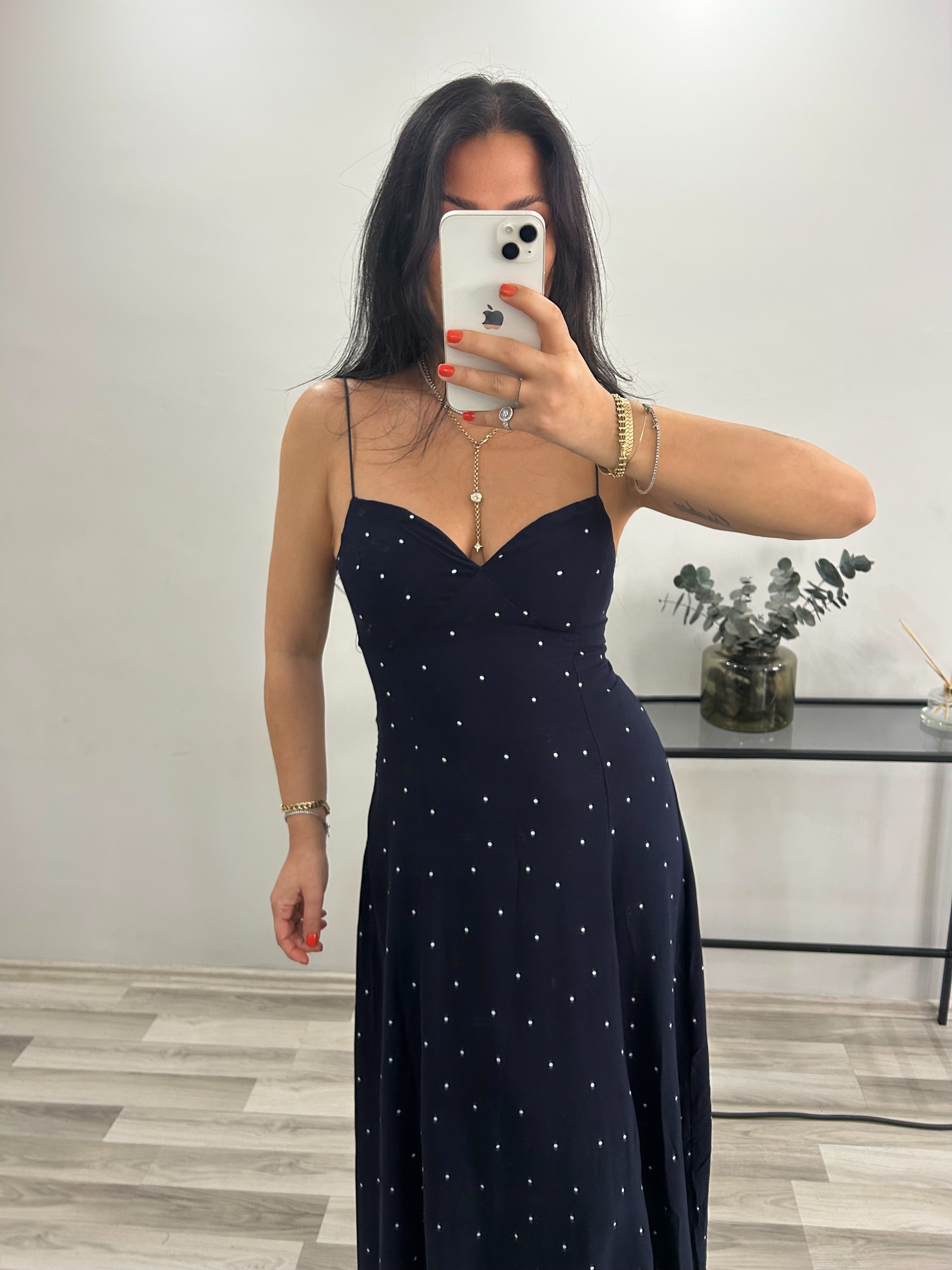 PAMUK KUMAŞ PUANTİYELİ ELBİSE