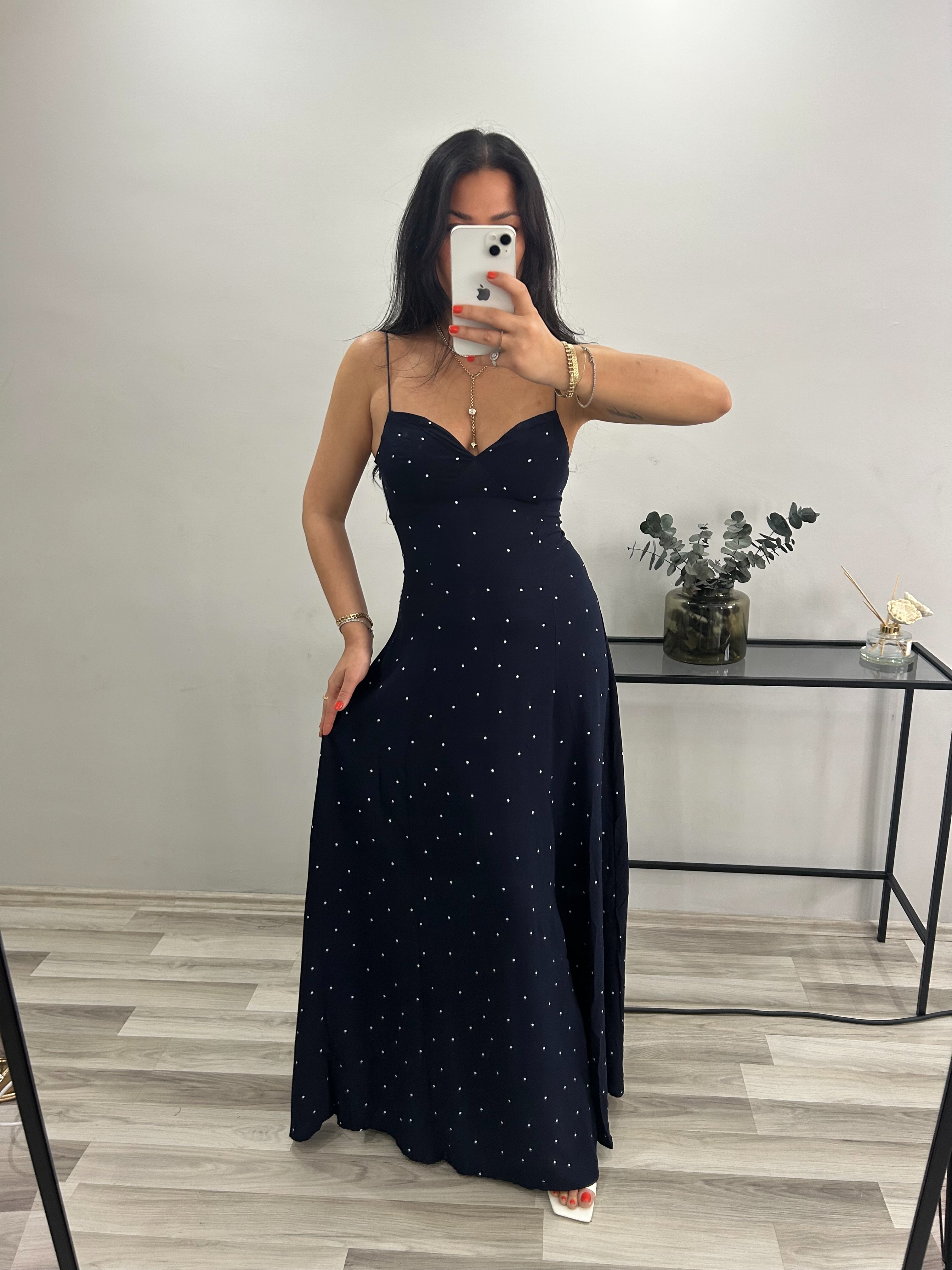 PAMUK KUMAŞ PUANTİYELİ ELBİSE