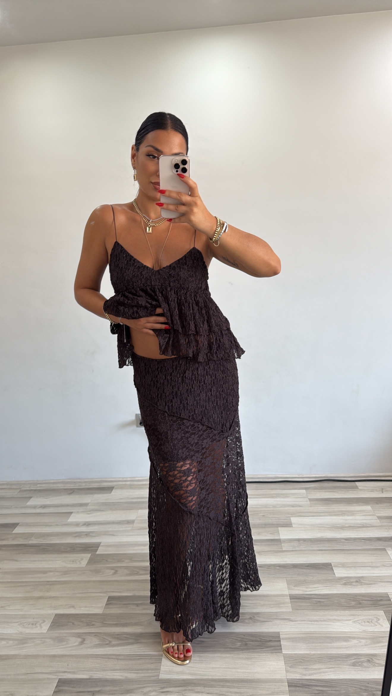 ACI KAHVE DANTEL ETEK&BLUZ TAKIM 