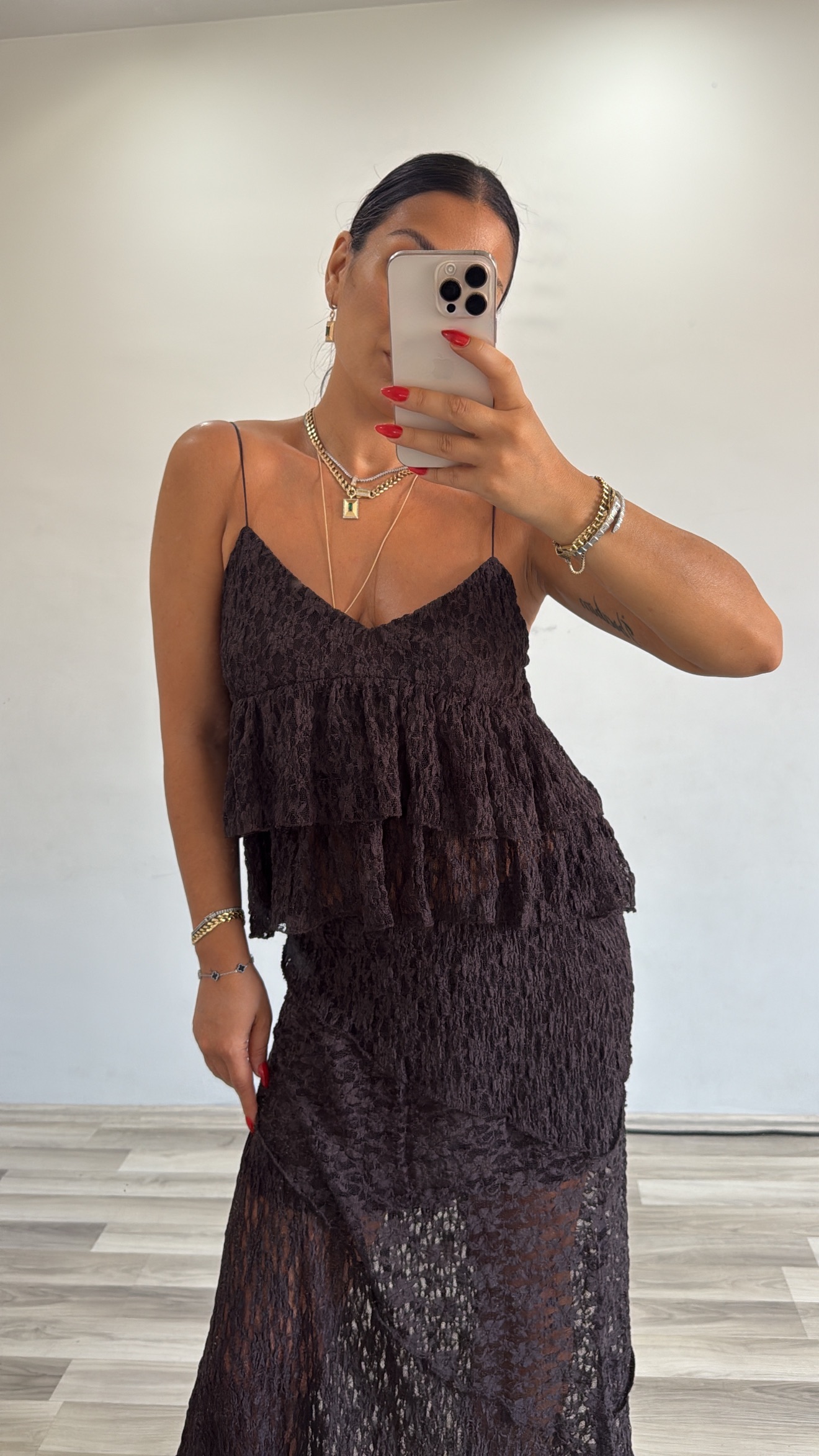 ACI KAHVE DANTEL ETEK&BLUZ TAKIM 