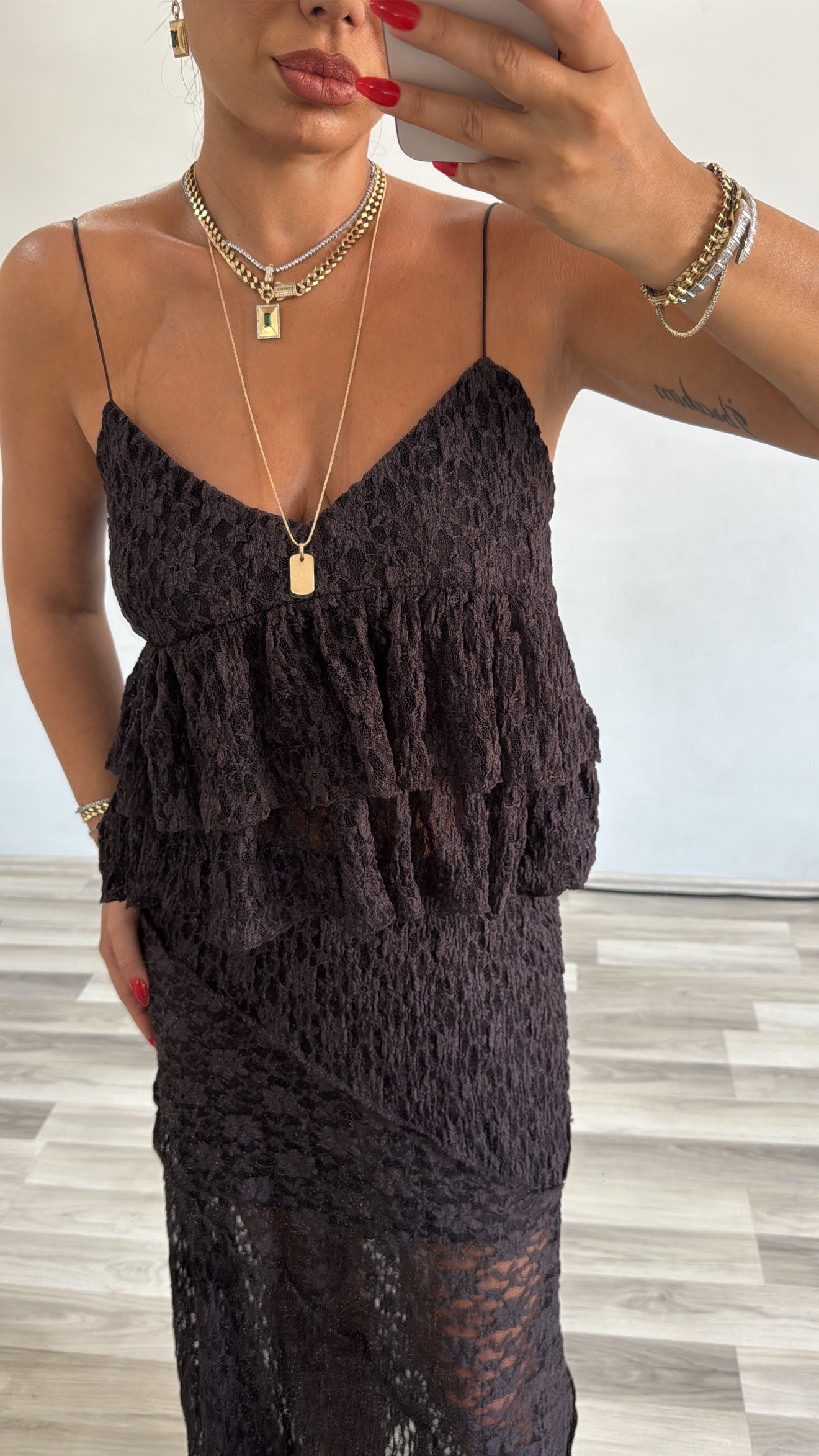 ACI KAHVE DANTEL ETEK&BLUZ TAKIM 