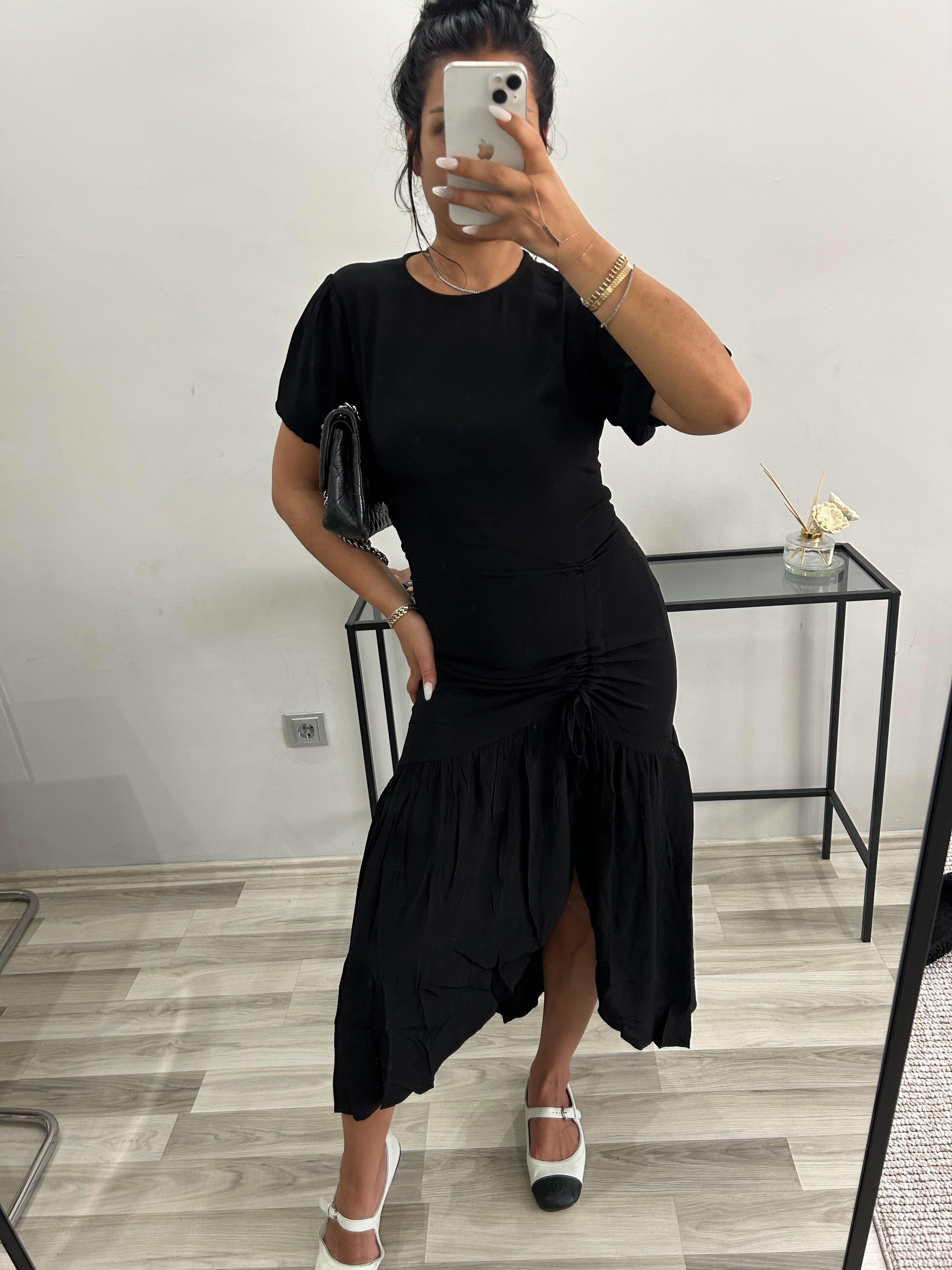 AYARLANABİLİR YIRTMAÇLI KARPUZ KOL ELBİSE