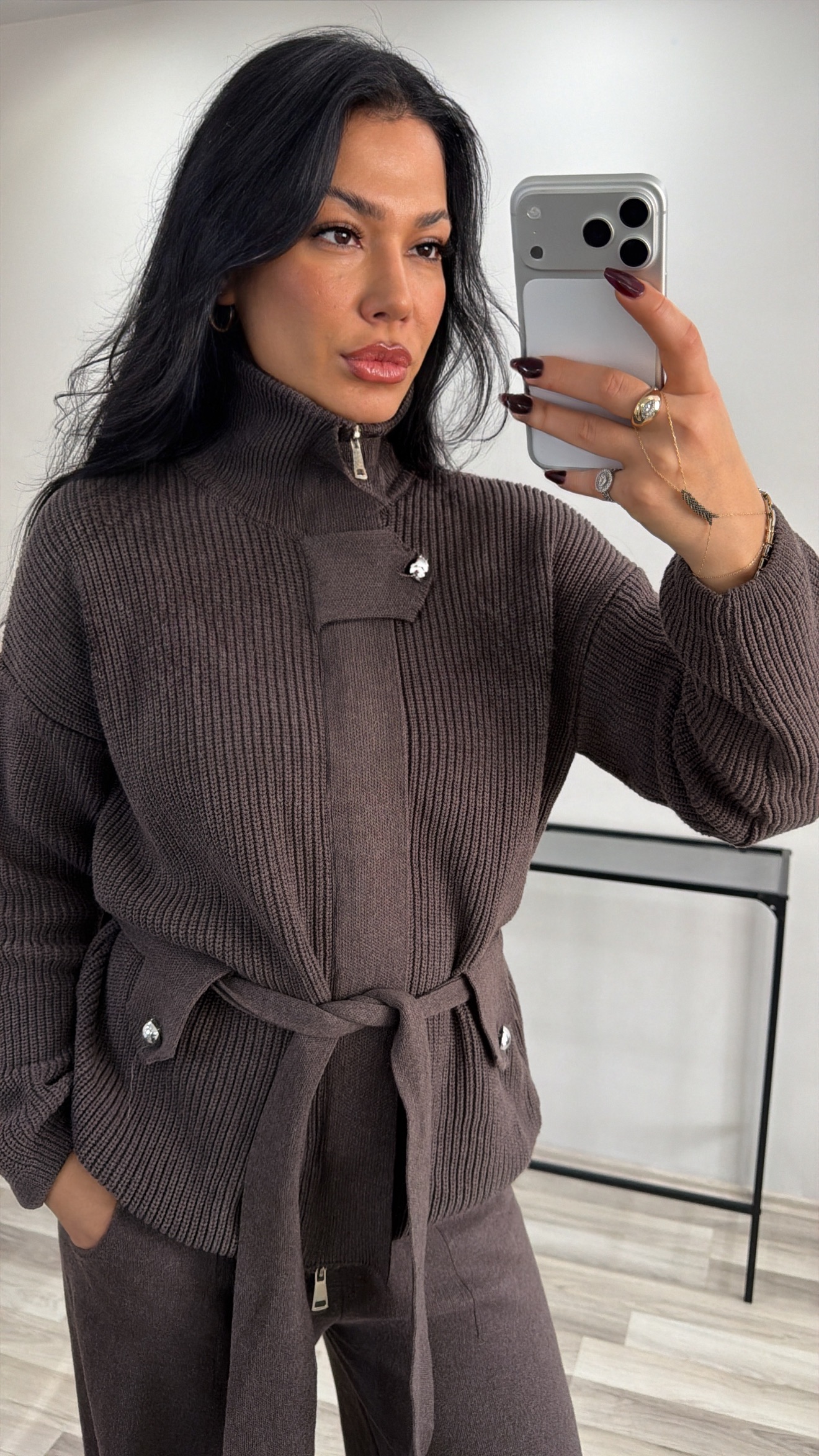 KUŞAKLI VİZON TRİKO TAKIM