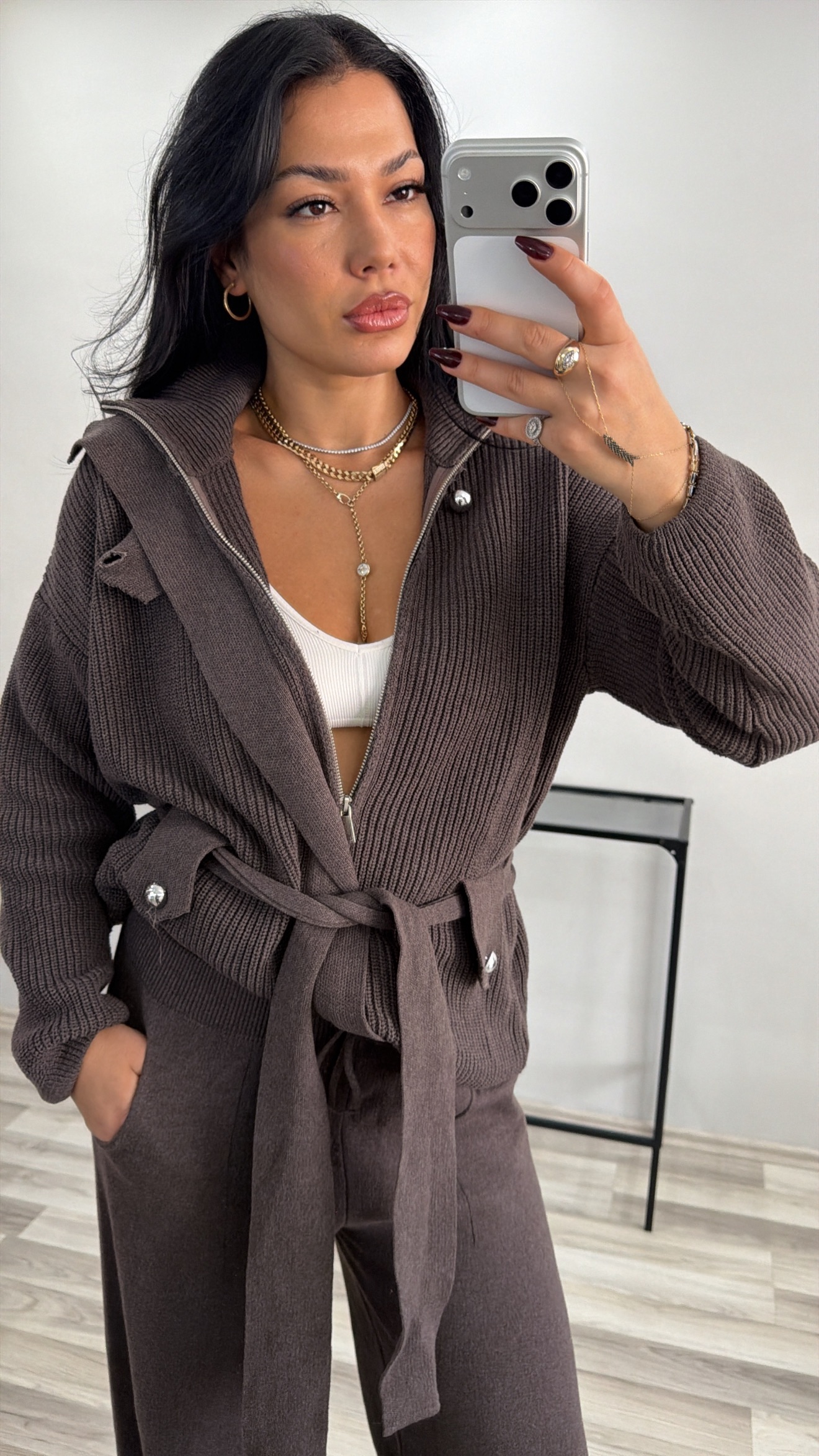 KUŞAKLI VİZON TRİKO TAKIM