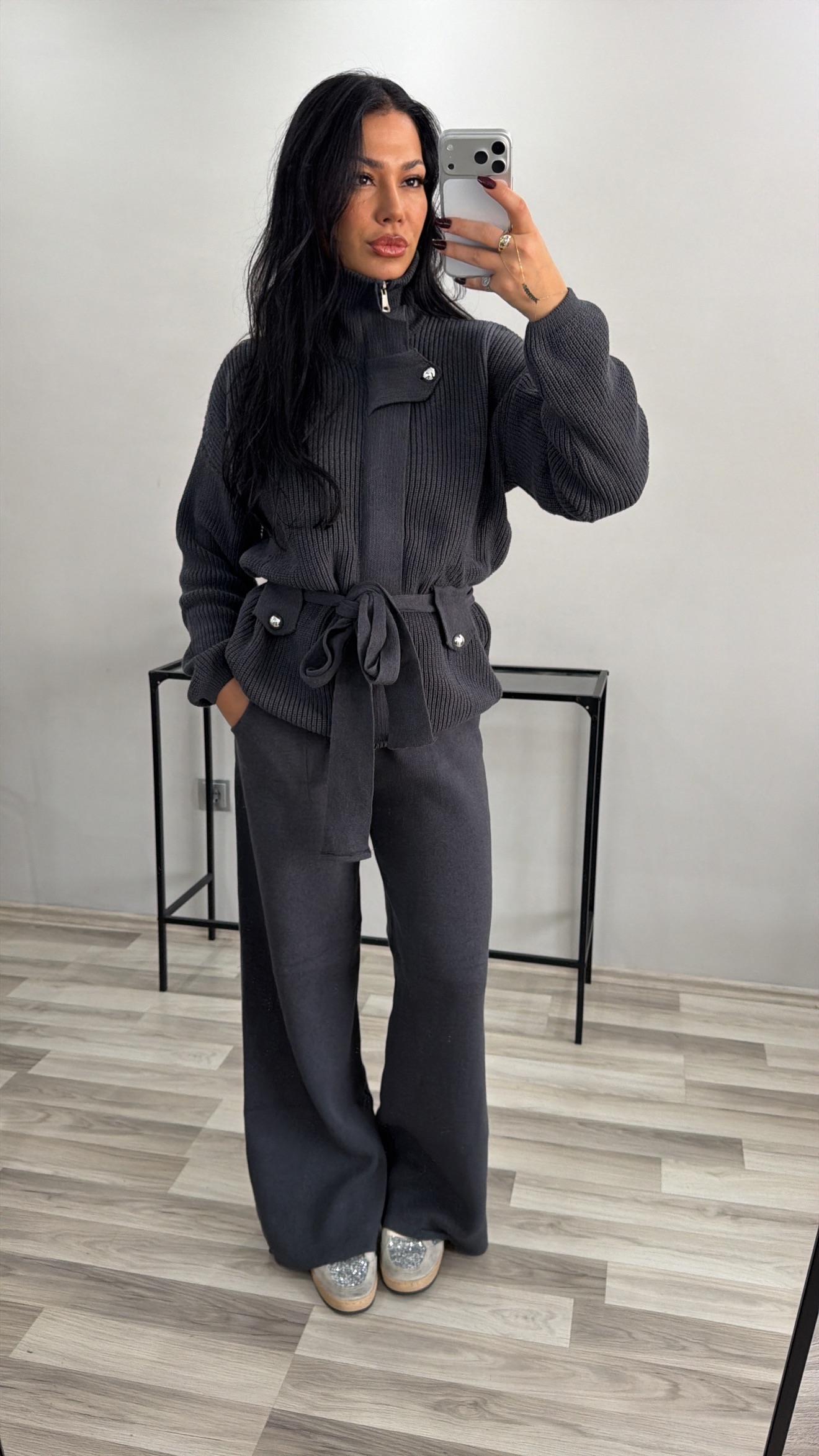 KUŞAKLI ANTRASİT TRİKO TAKIM