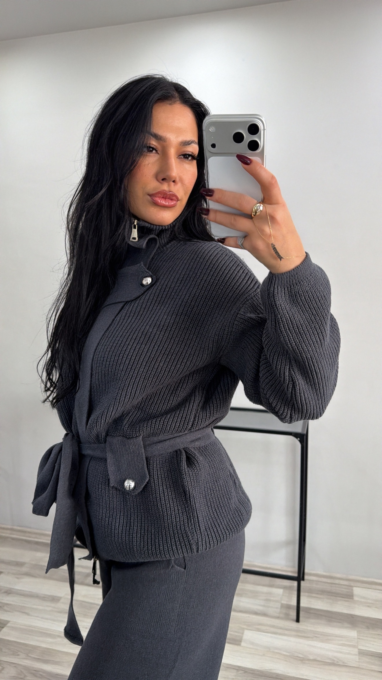 KUŞAKLI ANTRASİT TRİKO TAKIM