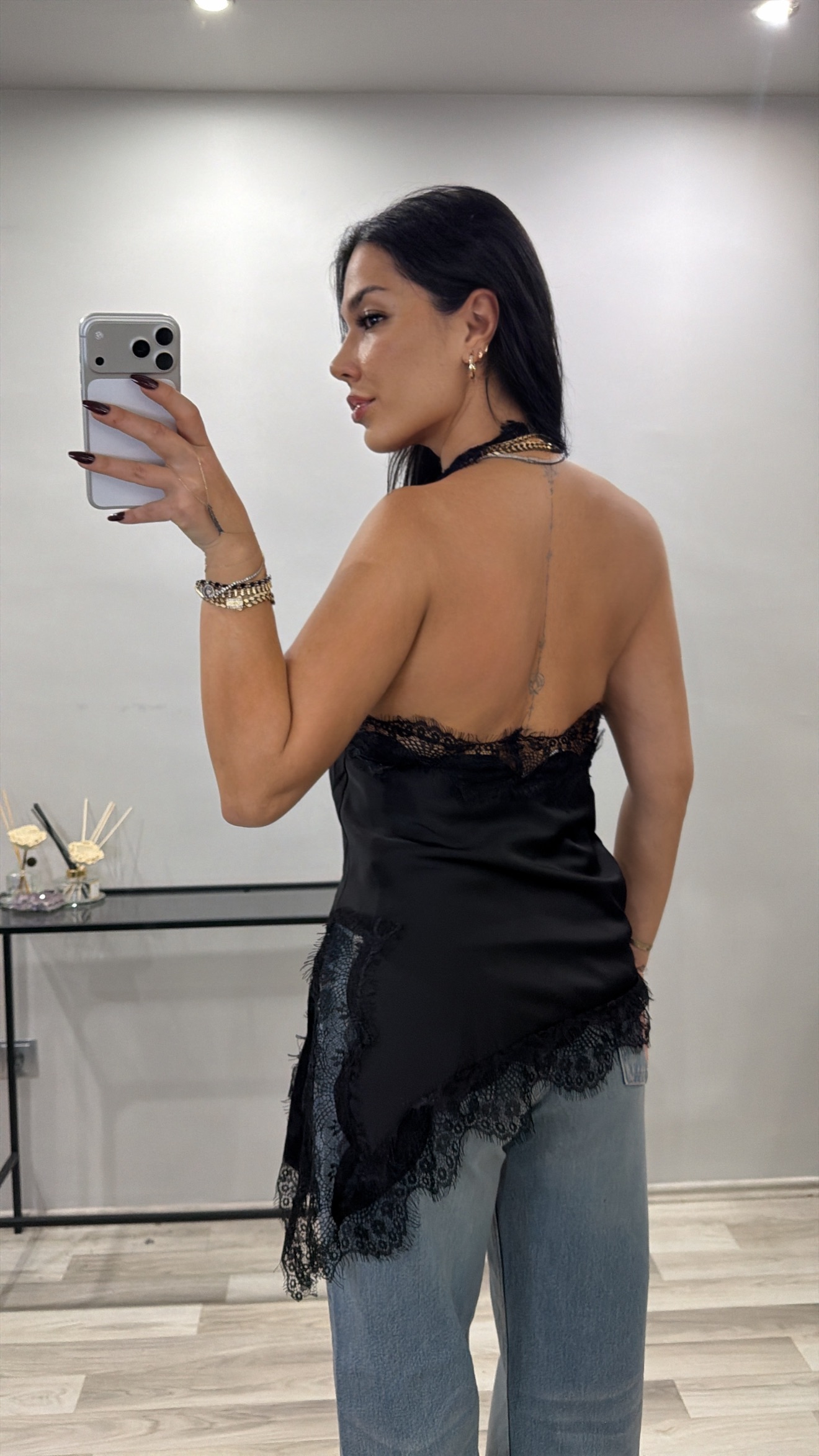 DANTEL DETAY SATEN BLUZ