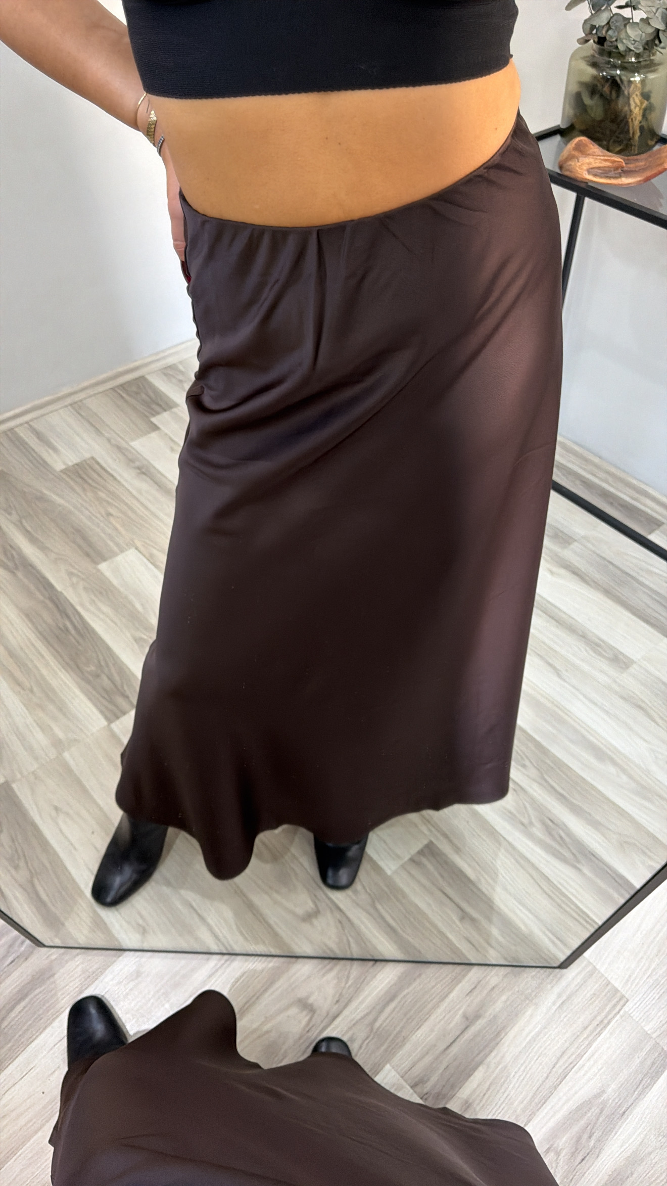 ACI KAHVE UZUN SATEN ETEK