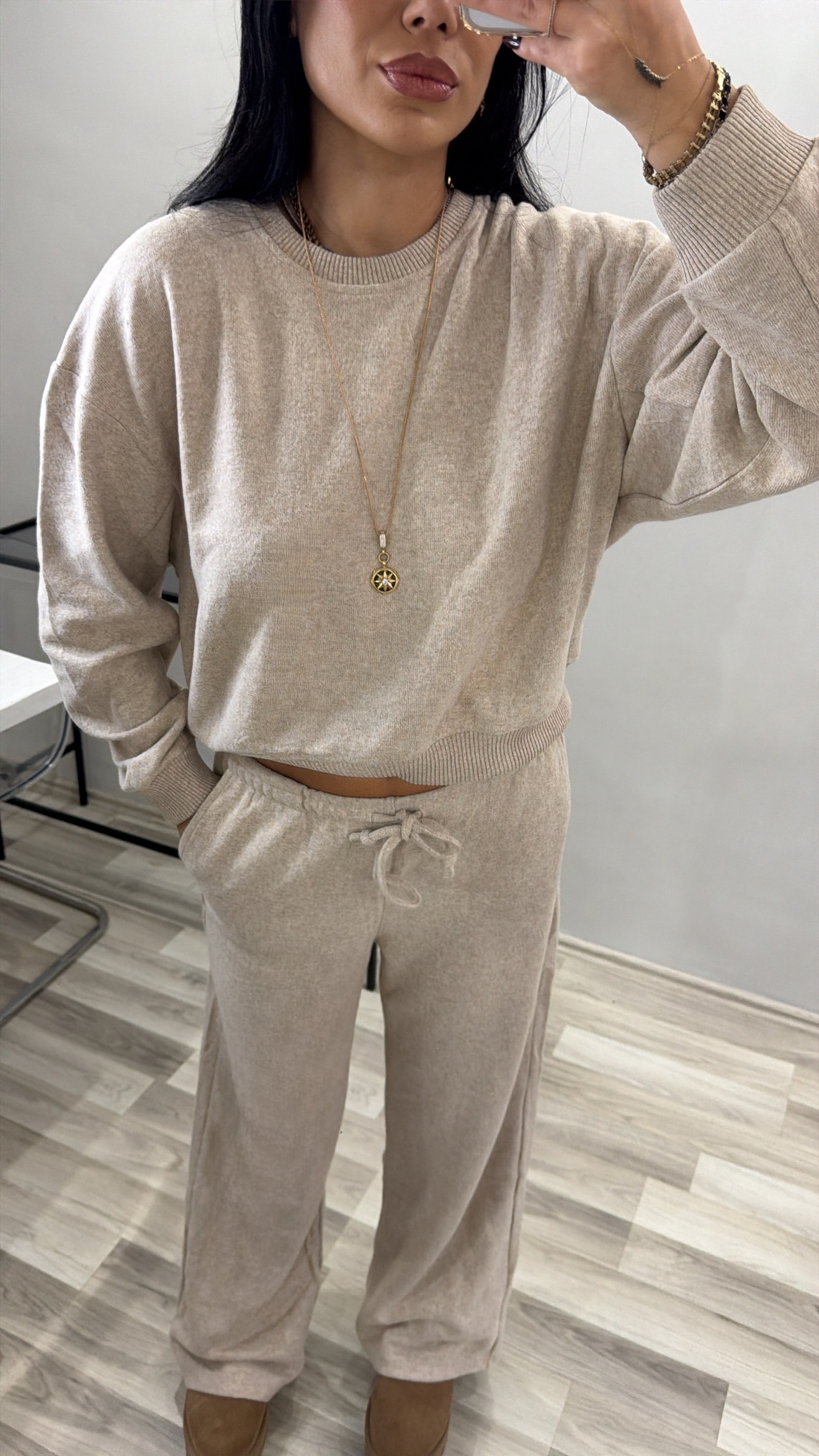 BEJ RENGİ SELANİK KUMAŞ TAKIM