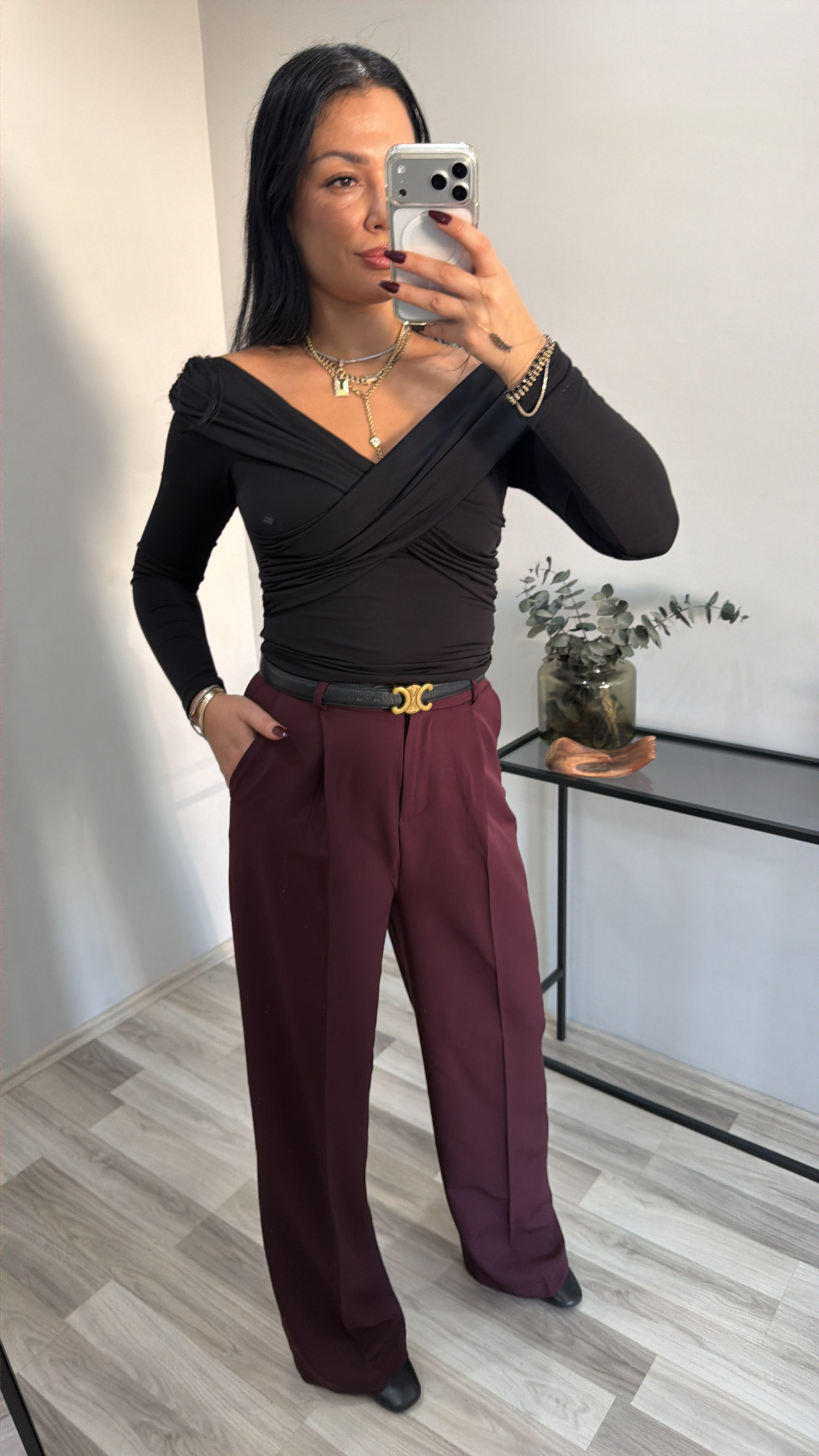 ORJ. MARKA BORDO PALAZZO PANTOLON 