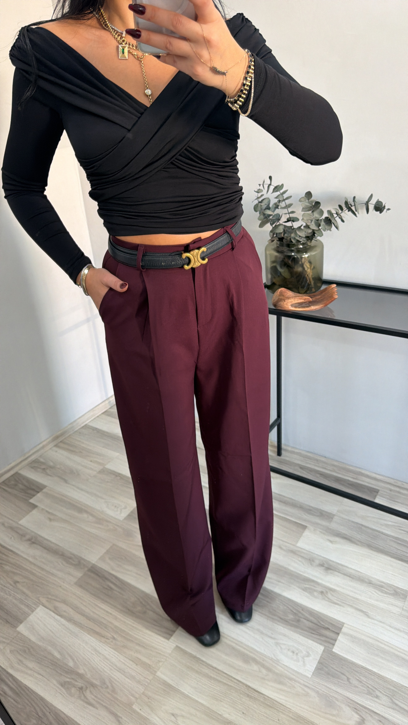 ORJ. MARKA BORDO PALAZZO PANTOLON 